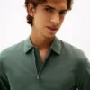 Polo com fecho em algodão suave Polo com fecho em algodão suave