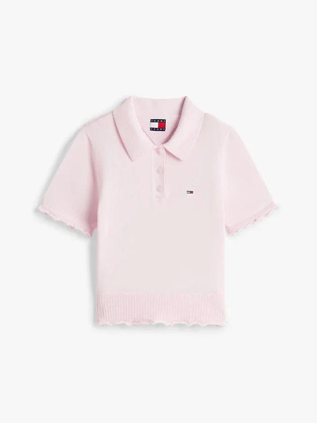 Polo com gola em folha de alface da Tommy Jeans Polo com gola em folha de alface da Tommy Jeans