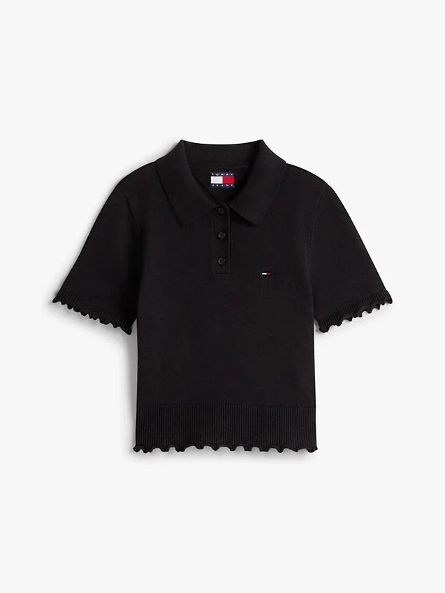 Polo com gola em folha de alface da Tommy Jeans Polo com gola em folha de alface da Tommy Jeans