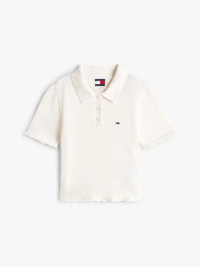 Polo com gola em folha de alface da Tommy Jeans Polo com gola em folha de alface da Tommy Jeans