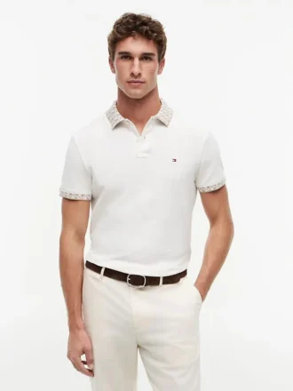 Polo com gola em jacquard de corte regular