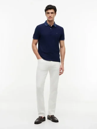 Polo com gola em jacquard de corte regular