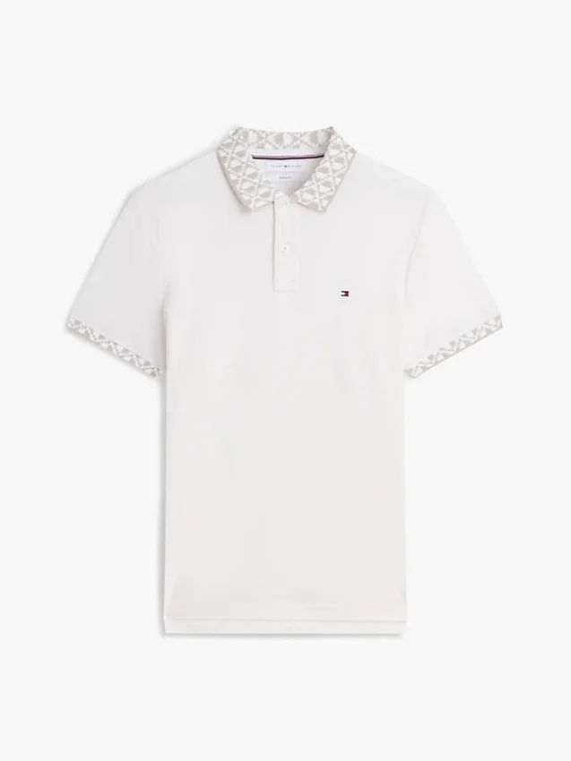 Polo com gola em jacquard de corte regular Polo com gola em jacquard de corte regular