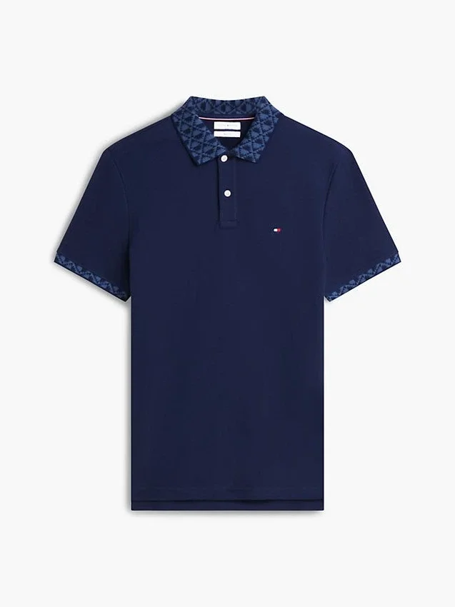 Polo com gola em jacquard de corte regular Polo com gola em jacquard de corte regular