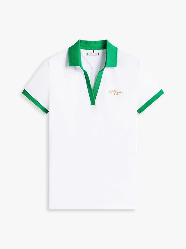 Polo com logótipo bordado em letra cursiva e corte regular Polo com logótipo bordado em letra cursiva e corte regular