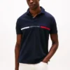 Polo com riscas bordadas e corte regular Polo com riscas bordadas e corte regular