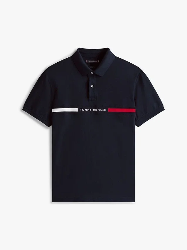 Polo com riscas bordadas e corte regular Polo com riscas bordadas e corte regular