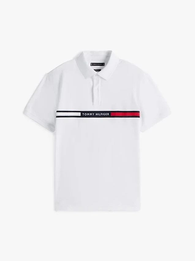 Polo com riscas bordadas e corte regular Polo com riscas bordadas e corte regular