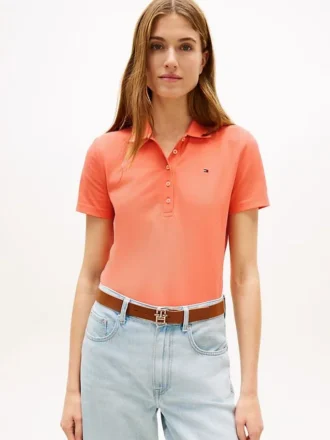 Polo de algodão elástico com corte justo Polo de algodão elástico com corte justo