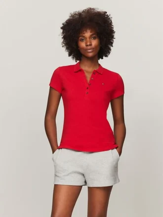 Polo de algodão elástico com corte justo