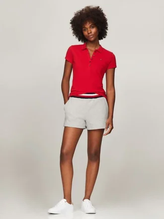 Polo de algodão elástico com corte justo