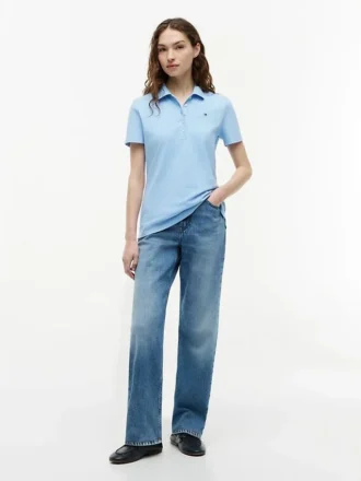 Polo de algodão elástico com corte justo