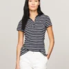 Polo de algodão elástico às riscas com corte justo Polo de algodão elástico às riscas com corte justo