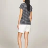 Polo de algodão elástico às riscas com corte justo Polo de algodão elástico às riscas com corte justo
