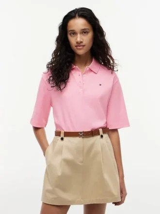 Polo de algodão interlock de corte descontraído