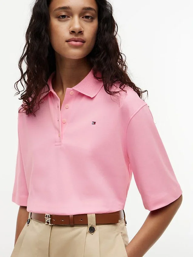 Polo de algodão interlock de corte descontraído Polo de algodão interlock de corte descontraído