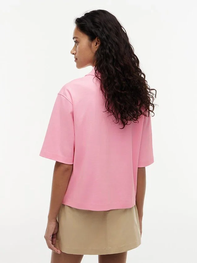 Polo de algodão interlock de corte descontraído Polo de algodão interlock de corte descontraído