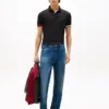 Polo de algodão liso com corte justo Polo de algodão liso com corte justo