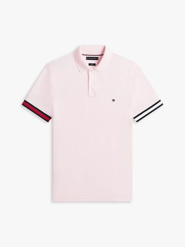 Polo de algodão liso com corte justo Polo de algodão liso com corte justo