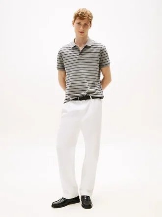 Polo de algodão às riscas com corte regular