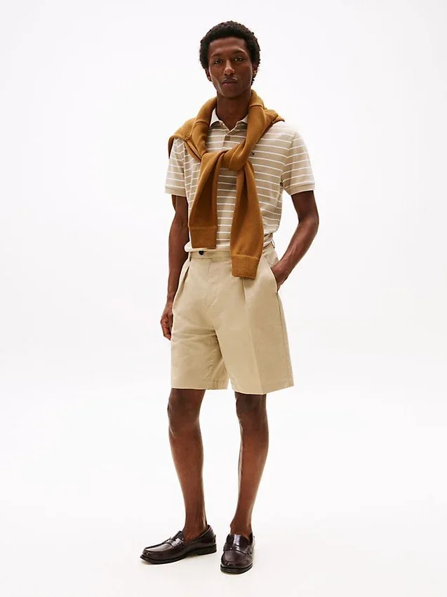 Polo de algodão às riscas com corte regular Polo de algodão às riscas com corte regular