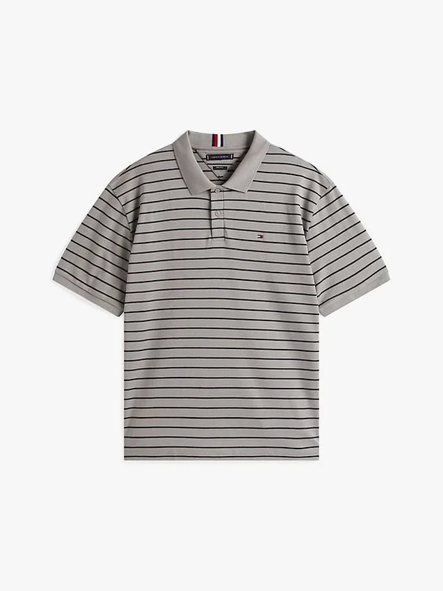 Polo de algodão às riscas com corte regular Polo de algodão às riscas com corte regular
