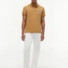 Polo de Algodão Suave com Bandeira Ondulada e Corte Regular Polo de Algodão Suave com Bandeira Ondulada e Corte Regular