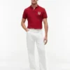 Polo de Algodão Suave com Bandeira Ondulada e Corte Regular Polo de Algodão Suave com Bandeira Ondulada e Corte Regular