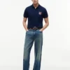 Polo de Algodão Suave com Bandeira Ondulada e Corte Regular Polo de Algodão Suave com Bandeira Ondulada e Corte Regular