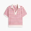 Polo de corte descontraído com riscas mescladas Polo de corte descontraído com riscas mescladas