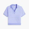 Polo de corte descontraído com riscas mescladas Polo de corte descontraído com riscas mescladas