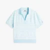Polo de corte descontraído com riscas mescladas Polo de corte descontraído com riscas mescladas