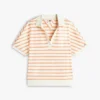 Polo de corte descontraído com riscas mescladas Polo de corte descontraído com riscas mescladas