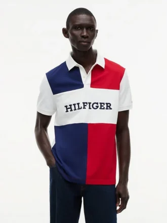 Polo de corte regular com blocos de cor