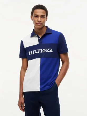 Polo de corte regular com blocos de cor