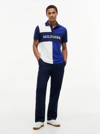Polo de corte regular com blocos de cor
