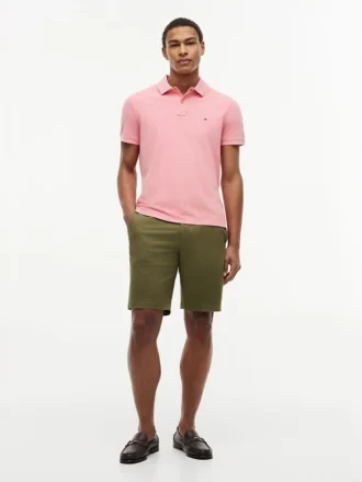 Polo de corte regular tingido na peça