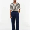 Polo de malha aberta com riscas e corte clássico Polo de malha aberta com riscas e corte clássico