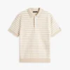 Polo de malha com riscas e textura waffle de manga curta Polo de malha com riscas e textura waffle de manga curta