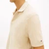 Polo de malha com textura waffle de manga curta Polo de malha com textura waffle de manga curta