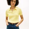 Polo de malha com tranças de manga curta Polo de malha com tranças de manga curta