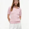 Polo de malha com tranças de manga curta Polo de malha com tranças de manga curta