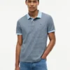 Polo de malha interlock às riscas com corte regular Polo de malha interlock às riscas com corte regular