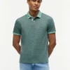 Polo de malha interlock às riscas com corte regular Polo de malha interlock às riscas com corte regular
