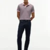 Polo de malha interlock às riscas com corte regular Polo de malha interlock às riscas com corte regular