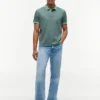 Polo de malha interlock às riscas com corte regular Polo de malha interlock às riscas com corte regular