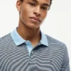 Polo de malha interlock às riscas com corte regular Polo de malha interlock às riscas com corte regular