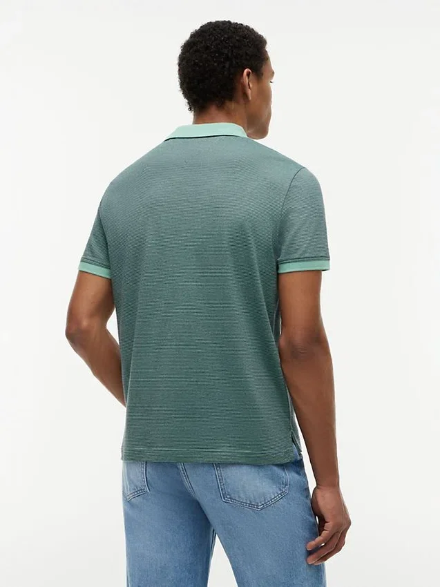 Polo de malha interlock às riscas com corte regular Polo de malha interlock às riscas com corte regular