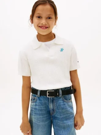 Polo de malha Pointelle para criança