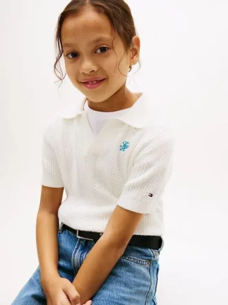 Polo de malha Pointelle para criança